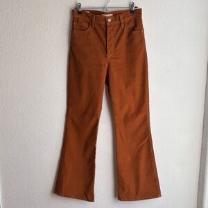 Levi’s x Free People Corduroy Ribcage Flare Jeans Sz 29 Tabaco Brown Button Up
